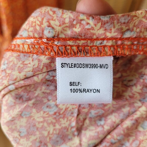 DEE ELLY Tiered Midi Orange Floral Spring and Summer Dress - Picture 4 of 6